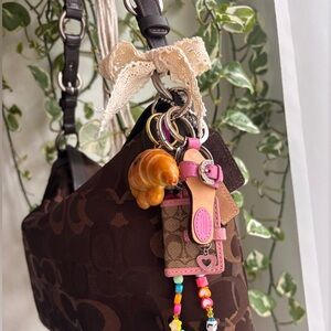 *SOLD* Coach Tan and Pink Keychain
